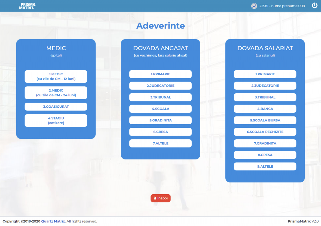 Info-Point Prisma Matrix Adeverinte